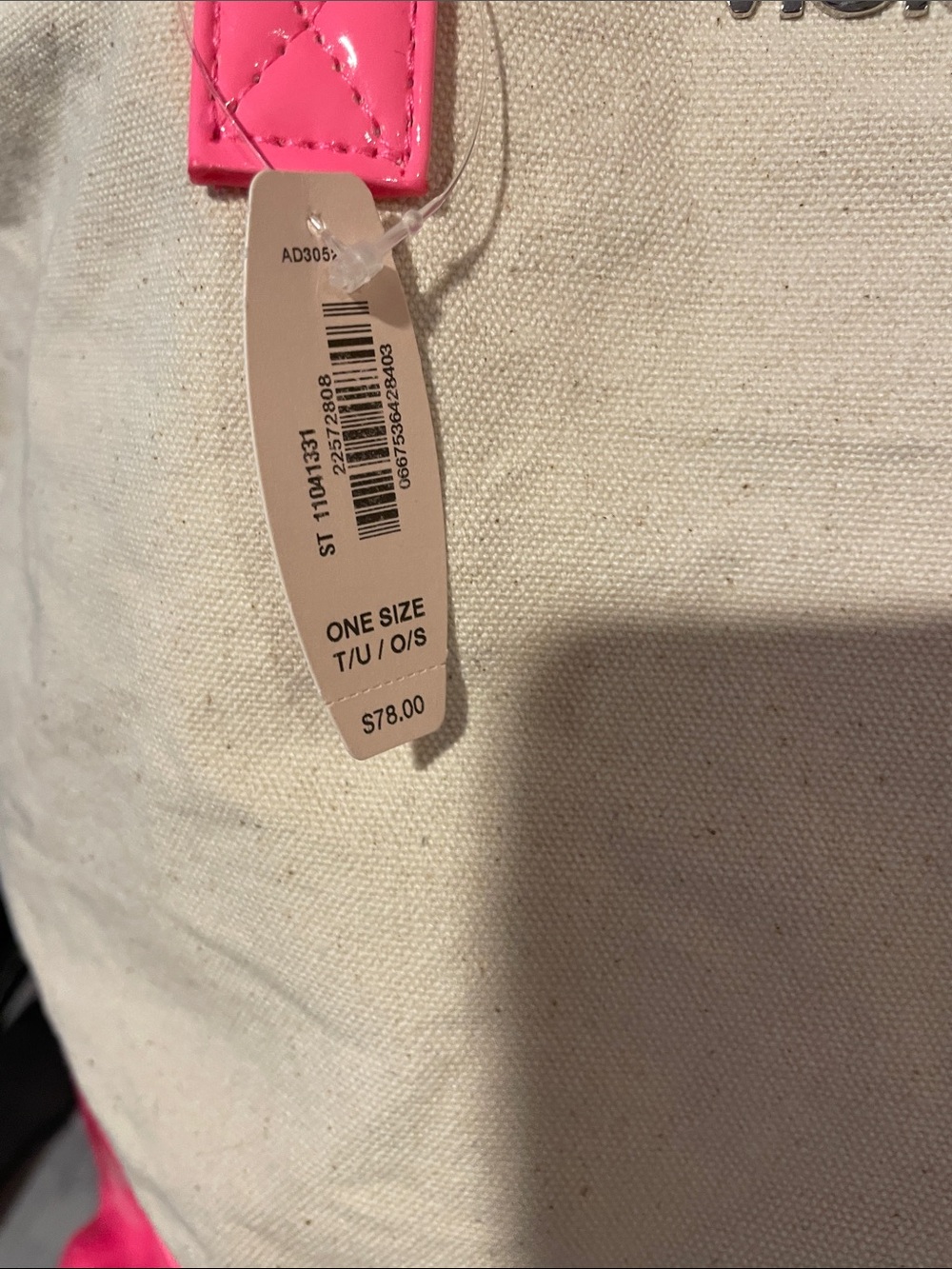 Victoria's Secret Natural Canvas Tote with Hot Pink Trim NWT - Picture 2 of 4
